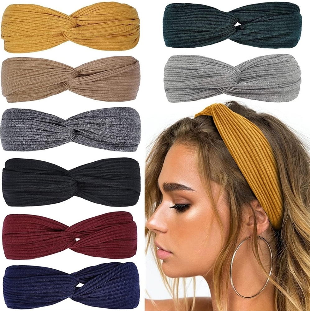 Huachi Headbands for Women Twist Knotted Boho Stretchy Hair Bands 8Pcs